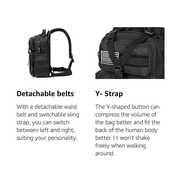 Tactical EDC Sling Bag Backpack with Pistol Holster Military Shoulder Backpack - Picture 9 of 10